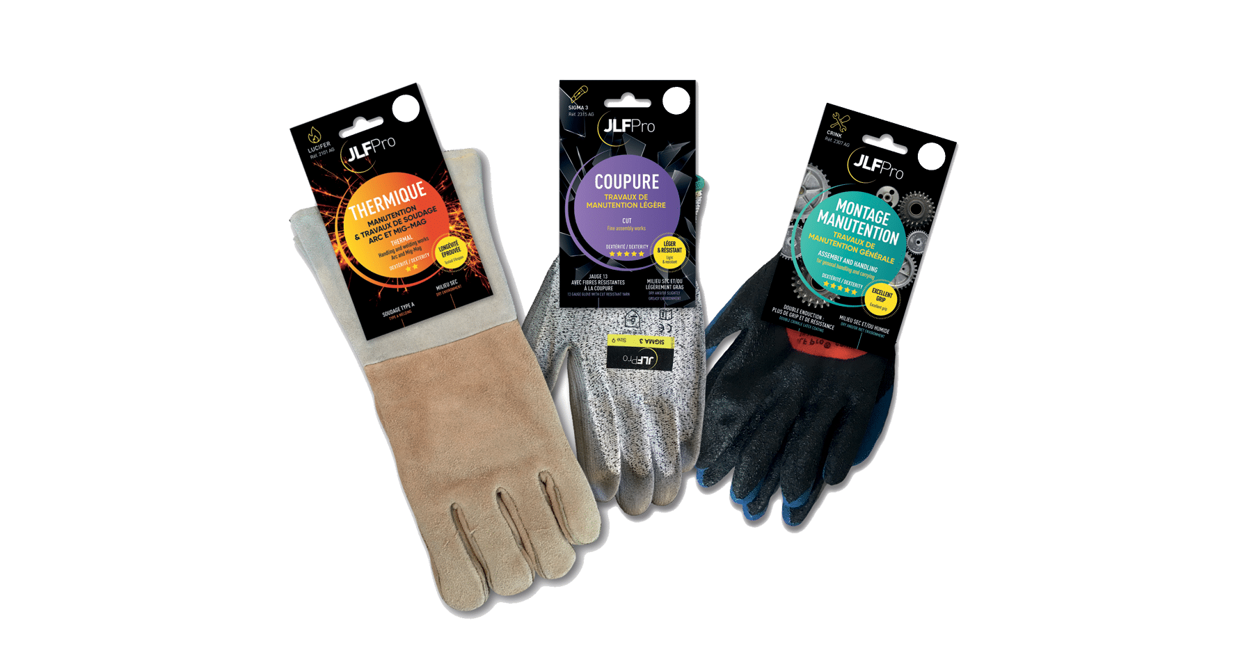 3 gants de la gamme JLF Pro