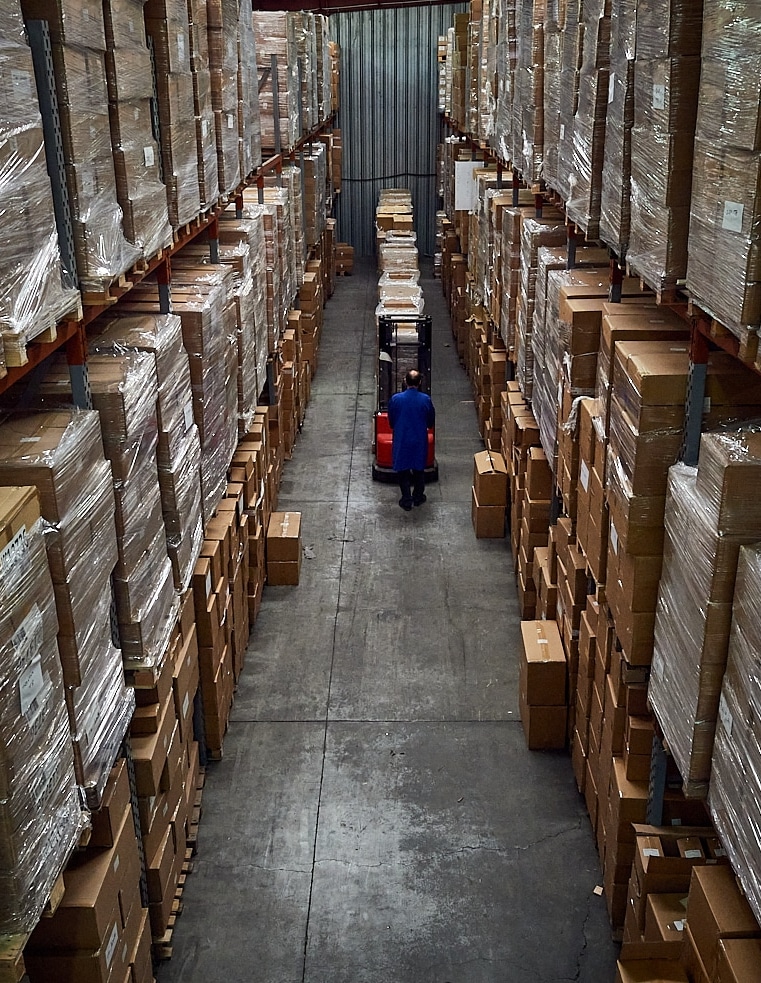 Man in storage facility